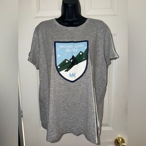Michael Kors Women’s Gray Ski Club Short Sleeve Graphic Tshirt